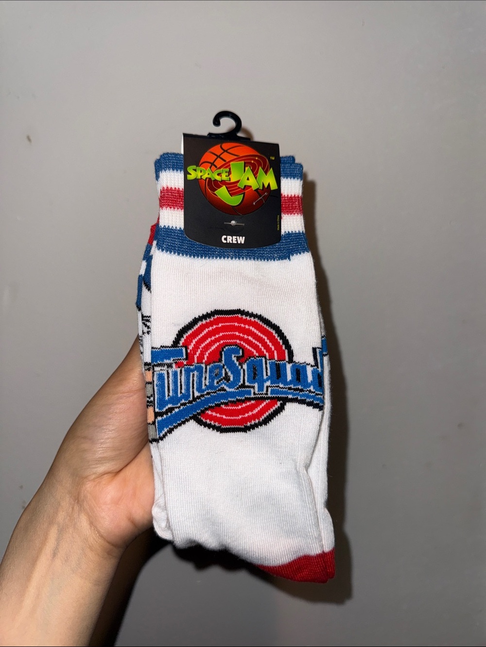 Space Jam Blue & Red white Tune Squad Crew Socks Size 10 New pair socks